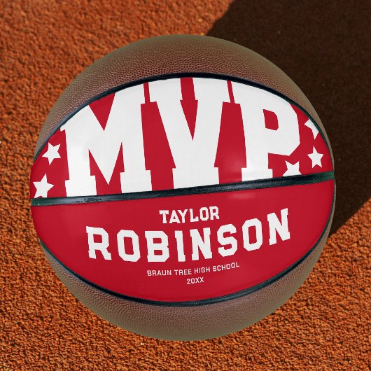 Bold MVP Spieler Name Keepake Red Basketball
