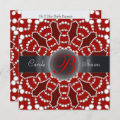 Bold n Alternative Red & White Wedding Einladung (Vorne/Hinten)