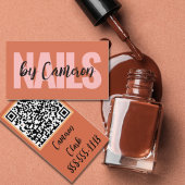 Bold Nail Artist Burnt Orange Background Script Visitenkarte