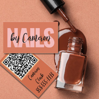 Bold Nail Artist Burnt Orange Background Script Visitenkarte