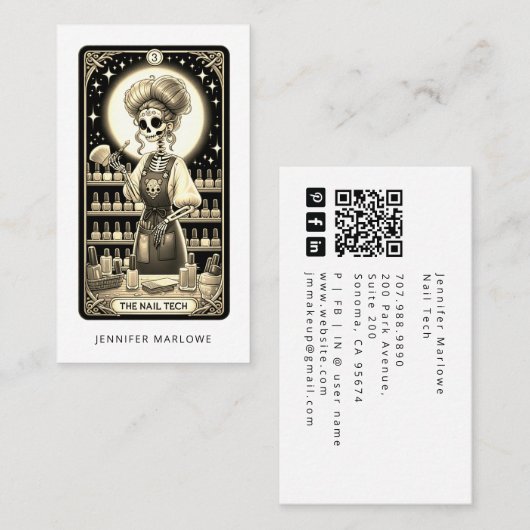 Bold Nail Tech Tarot Card Business Card Visitenkarte (Vorne/Hinten)