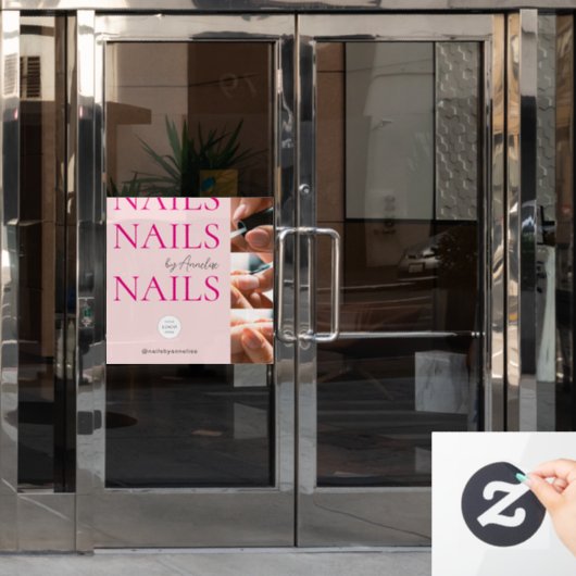 Bold Nails Blush Pink Logo Foto Makeup Studio Fensteraufkleber (Büro Tür)