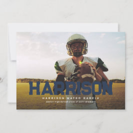 Bold Name Absolvent Athlete Foto Marine blau grad Einladung