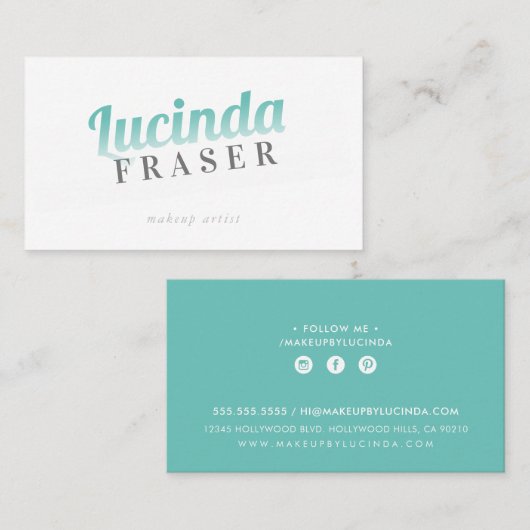 BOLD NAME FADE cooles Retro minimale Jadegrün Visitenkarte (Vorne/Hinten)