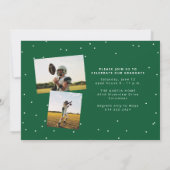 Bold Name Graduierte Athletin Foto Grün Abschluss Einladung (Rückseite)