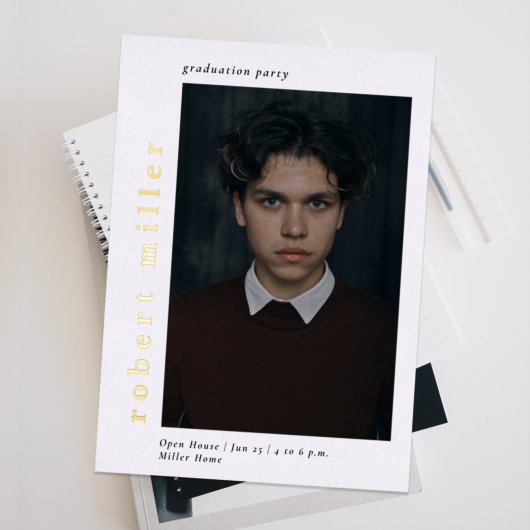 Bold Name Modern Luxe Foto Abschluss Folieneinladung