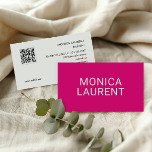BOLD NAME QR CODE LOGO SOCIAL ICONS HET PINK VISITENKARTE