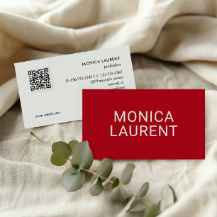 BOLD NAME QR CODE LOGO SOCIAL ICONS RED VISITENKARTE