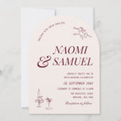 Bold Names Arch Blush Wine Wedding Einladung (Vorderseite)