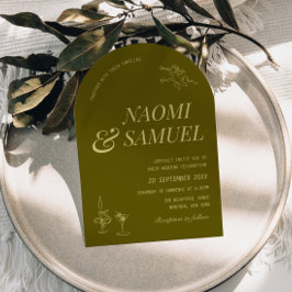 Bold Names Arch Olive Green Wedding Einladung