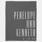 Bold Names Retro Typografy Schwarz-weiß Wedding Fleecedecke (Vorderseite)
