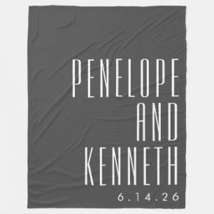 Bold Names Retro Typografy Schwarz-weiß Wedding Fleecedecke
