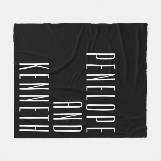 Bold Names Retro Typografy Schwarz-weiß Wedding Fleecedecke (Vorderseite (Horizontal))