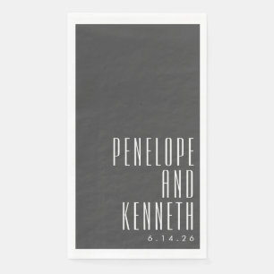 Bold Names Retro Typografy Schwarz-weiß Wedding Serviette