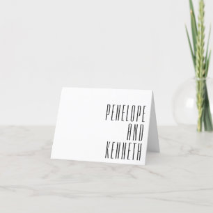 Bold Names Schwarz-weiß Retro Typografy Wedding Dankeskarte