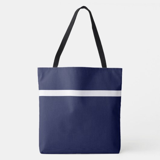 Bold Nautical Navy Blue White Sporty Accent Strip Tasche (Vorderseite)