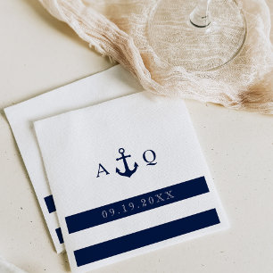 Bold Nautical Theme Monogram Wedding Serviette