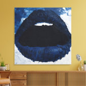 Bold Navy Blue Abstract Lips Impasto Pop Art Leinwanddruck (Insitu (Wohnzimmer))