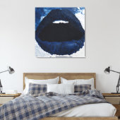 Bold Navy Blue Abstract Lips Impasto Pop Art Leinwanddruck (Insitu (Schlafzimmer))