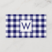 Bold Navy Blue Buffalo Kariert Pattern Monogram Visitenkarte (Vorderseite)