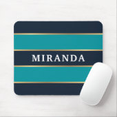 Bold Navy Blue Gold Stripe Muster Mousepad (Mit Mouse)