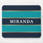 Bold Navy Blue Gold Stripe Muster Mousepad (Vorne)