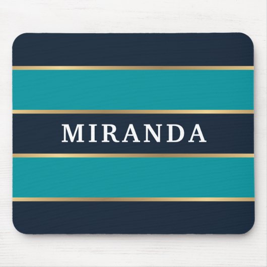 Bold Navy Blue Gold Stripe Muster Mousepad (Vorne)