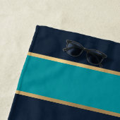 Bold Navy Blue Gold Stripe Muster Strandtuch (Beispiel)
