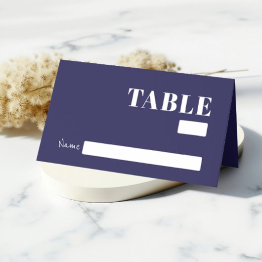Bold Navy Blue Minimalistisch Wedding Guest Platzkarte