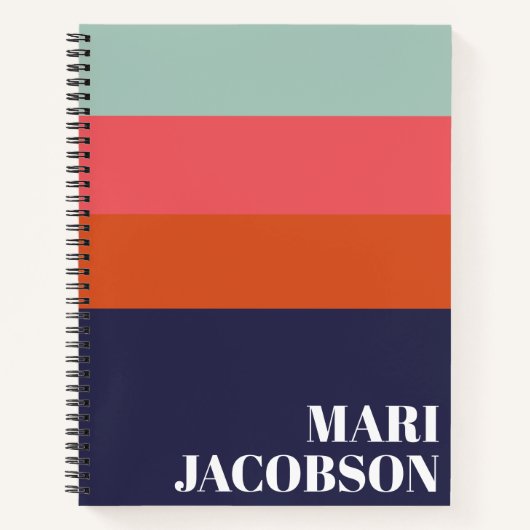 Bold Navy Blue und Red Stripes Chic Personalisiert Notizblock (Vorderseite)