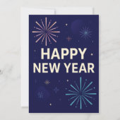 Bold Navy Gold 2026 Celebration Fireworks Einladung (Rückseite)