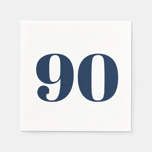 Bold Navy Ninetieth Birthday Cocktail Napkins Serviette (Vorderseite)