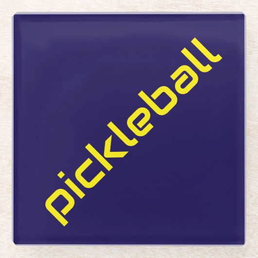 Bold Navy Sleek Bright Yellow Diagonal PICKLEBALL Glasuntersetzer (Vorderseite)