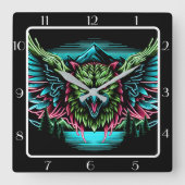 Bold Neon Falcon Quadratische Wanduhr (Vorderseite)