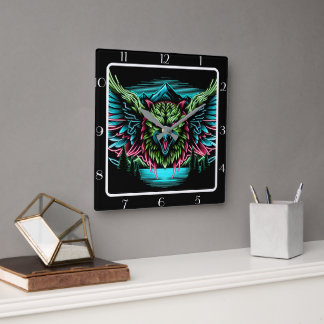 Bold Neon Falcon Quadratische Wanduhr