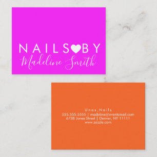 Bold Neon Herz Makeup-Artist Nagelstudio Visitenkarte
