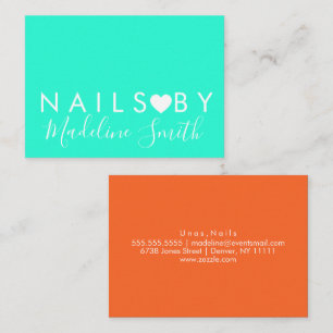 Bold Neon Herz Makeup-Artist Nagelstudio Visitenkarte