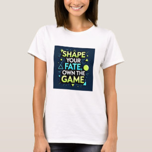 Bold Neon Motivational Quote Graphic on Dark Blue T-Shirt