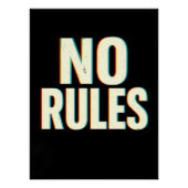 Bold "No Rules" Glitch Effect Typography Art Poster (Vorderseite)