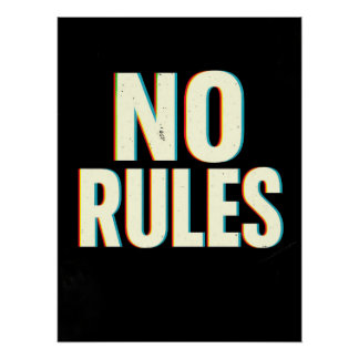 Bold "No Rules" Glitch Effect Typography Art Poster