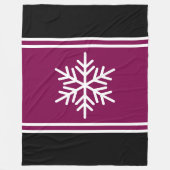 Bold Nordic Snowflake Burgundy Schwarz-weiß Stripe Fleecedecke (Vorderseite)