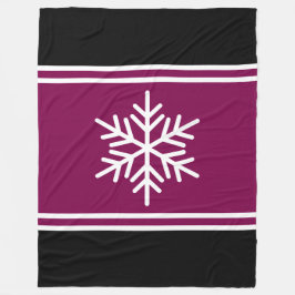Bold Nordic Snowflake Burgundy Schwarz-weiß Stripe Fleecedecke