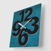 Bold Number Face On Teal Texture Square Wall Clock Quadratische Wanduhr (Winkel)