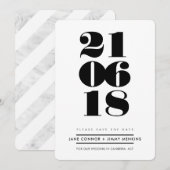 BOLD NUMBER STACK minimal schwarzes Datum speicher Save The Date (Vorne/Hinten)