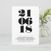 BOLD NUMBER STACK minimal schwarzes Datum speicher Save The Date (Stehend Vorderseite)
