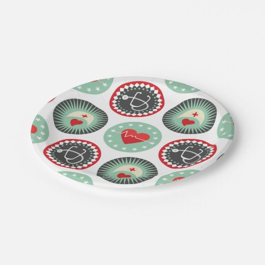 Bold Nurse Pattern - LPN RN Gesundheit Pappteller (Schrägansicht)