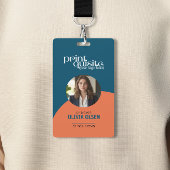 Bold Ocean Blue Orange ID Card - Mitarbeiter QR Co Ausweis