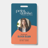 Bold Ocean Blue Orange ID Card - Mitarbeiter QR Co Ausweis (Vorderseite)