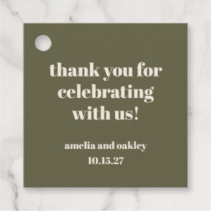 Bold Olive Fall Retro Custom Wedding Danke Geschenkanhänger