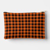 Bold Orange and Black Buffalo Plaid Zubehörtasche (Rückseite)